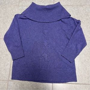 Jones New York Purple 100% Cashmere Cowl Neck 3/4 Sleeve Sweater S Lightweight